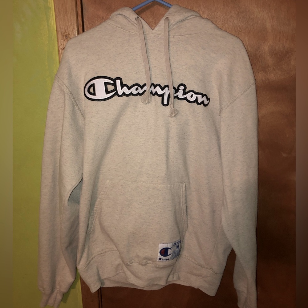 White/Beige Men’s Medium Champion hoodie